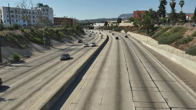 Time Lapse  - View of Traffic on Busy 10 Freeway in Downtown Los Angeles