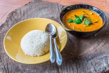 Rice and Delicious Thai panang curry