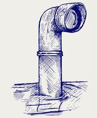 Obraz premium Metal periscope above the water. Doodle style