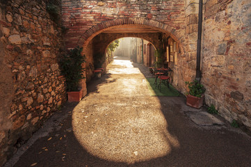 Unknown streets in the old medieval town in Italy