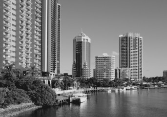 Fototapeta premium Surfers Paradise, Australia. Black and white.