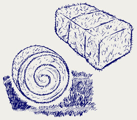 Bale of hay. Doodle style © Kreatiw