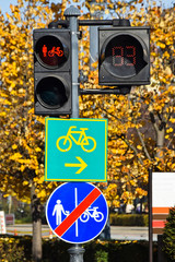 Traffic lights at the end of the bicycle road © majorosl66