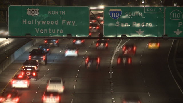 Time Lapse of Traffic on the 101 Freeway at Night  Los Angeles