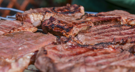 Meat grill, barbecue closeup