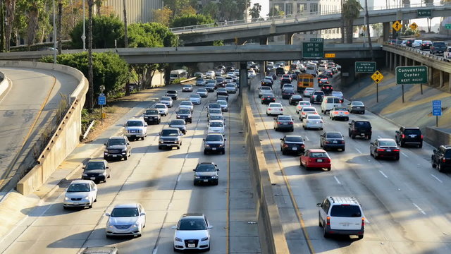 Time Lapse of Traffic on Busy Freeway in Los Angeles