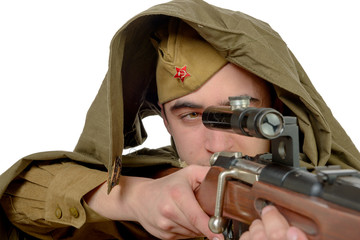 Soviet sniper with his rifle