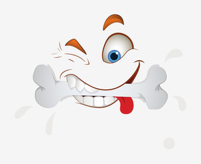 Eating Bone Cartoon Face