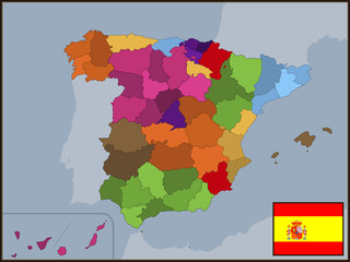 Autonomous Communities of Spain with Flag and Badge