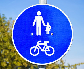 Pedestrian and bicycle road sign © majorosl66
