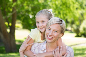 Happy blonde with her daughter