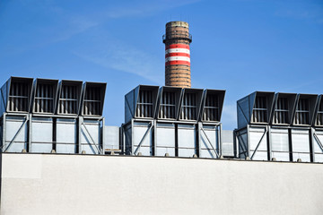 Obraz premium Air filters and smoke stack of the power station