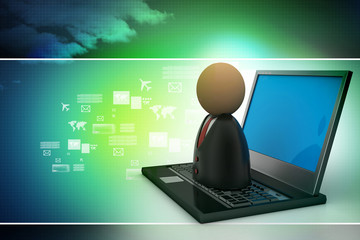 man icon with laptop