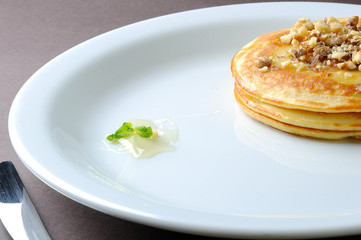 pancakes on white plate