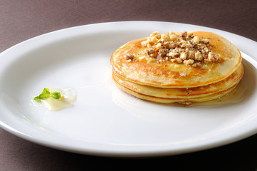 pancakes on white plate