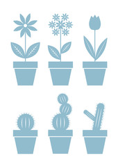 Flower icons on white background