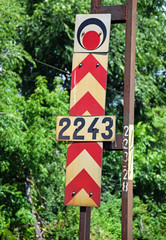 Waring signs at the railroad crossing