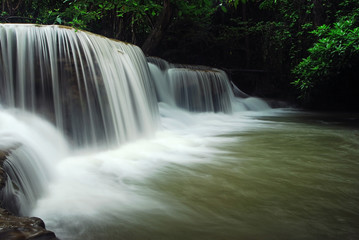 Waterfall with blue stream in the nature Thailand forest