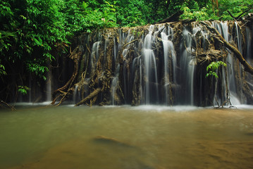 Waterfall with blue stream in the nature Thailand forest