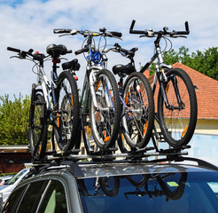 Bicycles on the top of a car