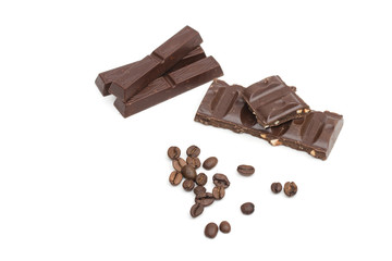 chocolate on the white background