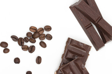chocolate on the white background