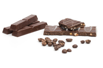 chocolate on the white background