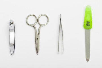 manicure set on the white background