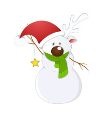 Funny Reindeer Snowman with Star