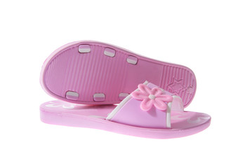 Pink Rubber flip flops. Isolated