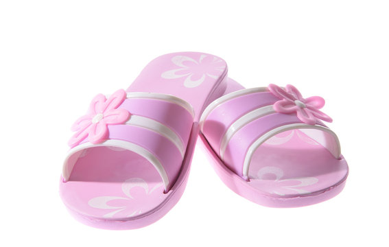 Pink Rubber flip flops. Isolated