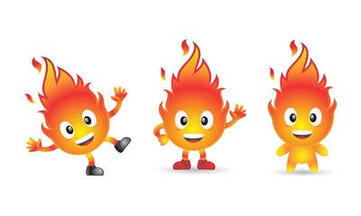 Cartoon Character Fire Flame Icon Logo Vector Pack