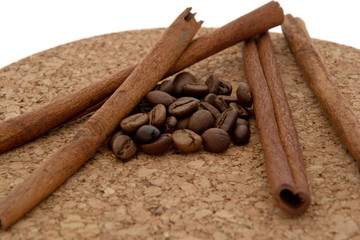 Coffee and Cinnamon. Isolated