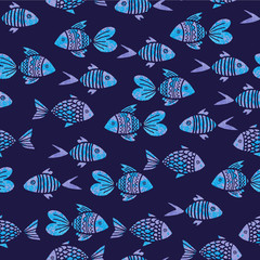 watercolor seamless pattern with fish