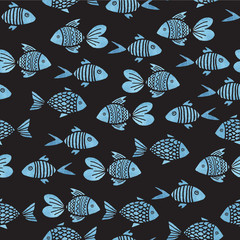 watercolor seamless pattern with fish