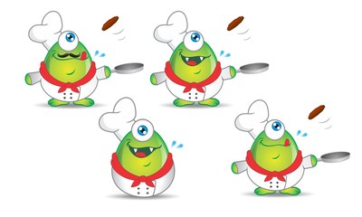 Monster Master Chef Cooking illustration vector pack
