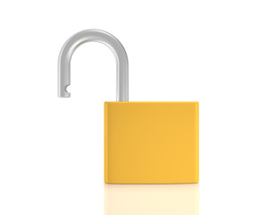 Unlocked padlock  isolated on white background