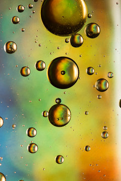 Rainbow effect oil and water abstract
