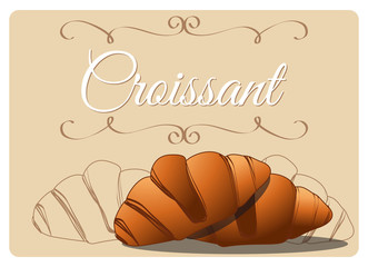 croissants with calligraphic text on light background