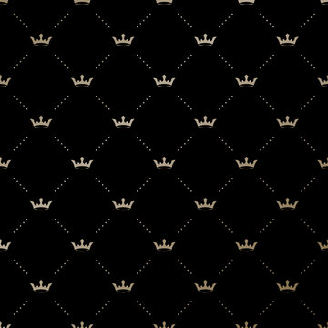 Seamless vector gold pattern with king crowns
