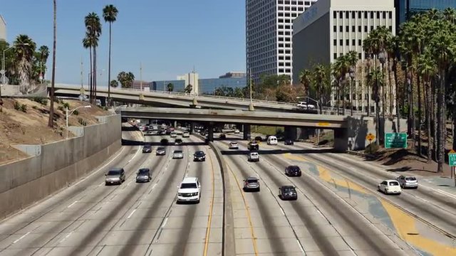 Time Lapse  - Traffic on Busy 10 Freeway in Downtown Los Angeles California
