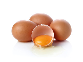 Broken egg isolated on white background