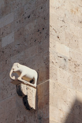 Statue of an elephant on tower. Cagliari, Sardinia