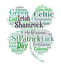 Fototapeta premium Four leaf shamrock word cloud on white background