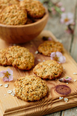Homemade oatmeal cookies and a glass of milk
