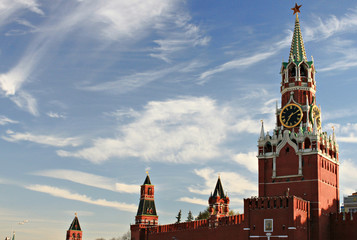 Moscow Kremlin red building with sky background