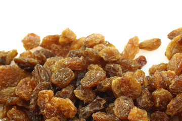 bunch of raisins on a white background