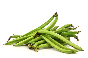 fresh Broad beans on a white background