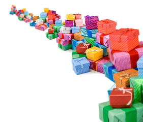 colorful gift boxes on a white background