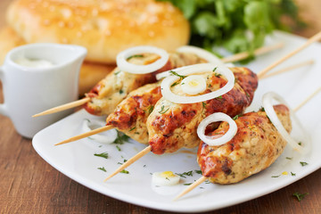 Minced meat kebab on skewers